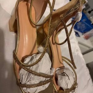 Chic Gold Strappy Women's Heels